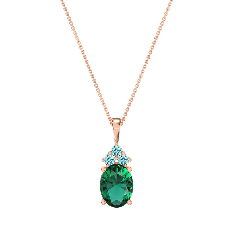 Three Stone Triangle and Oval Necklace