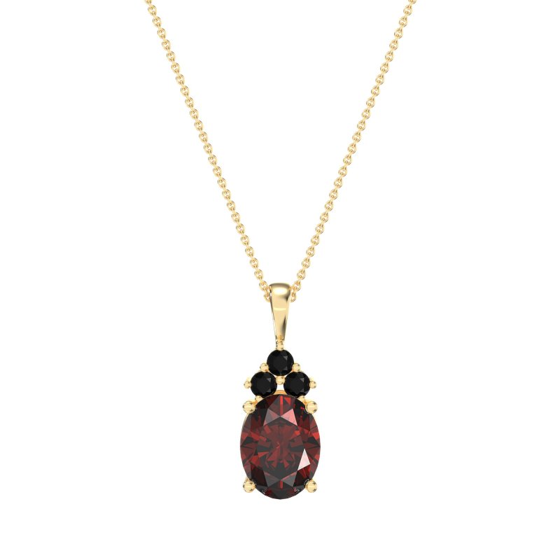 Three Stone Triangle and Oval Necklace
