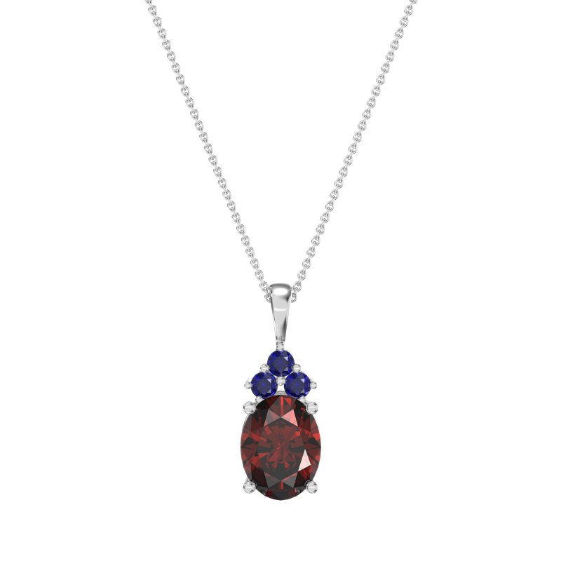 Three Stone Triangle and Oval Necklace