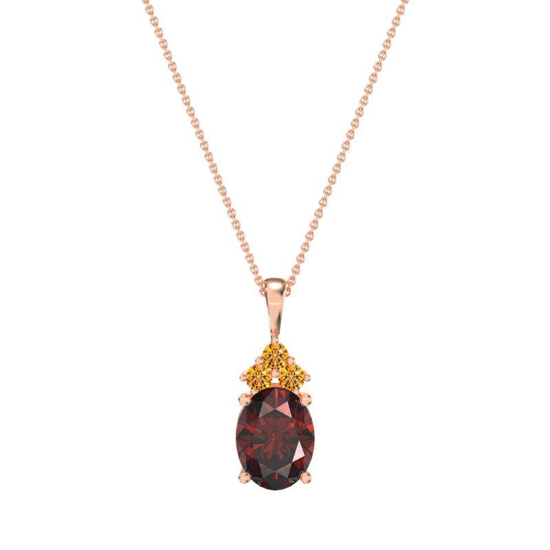 Three Stone Triangle and Oval Necklace
