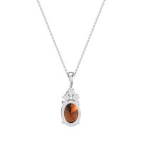 Three Stone Triangle and Oval Necklace