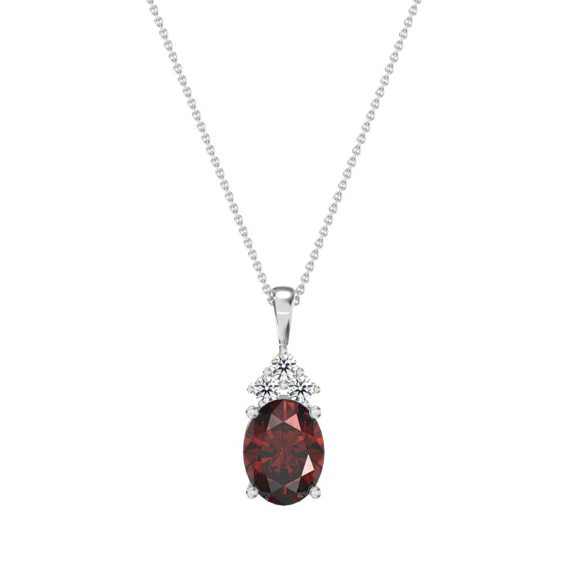 Three Stone Triangle and Oval Necklace