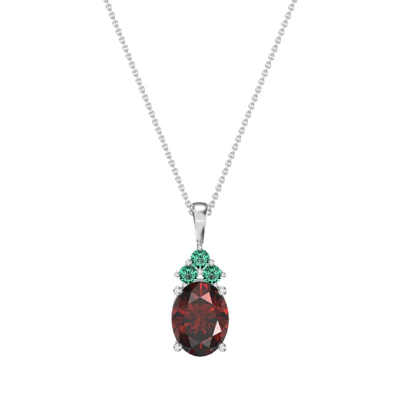 Three Stone Triangle and Oval Necklace
