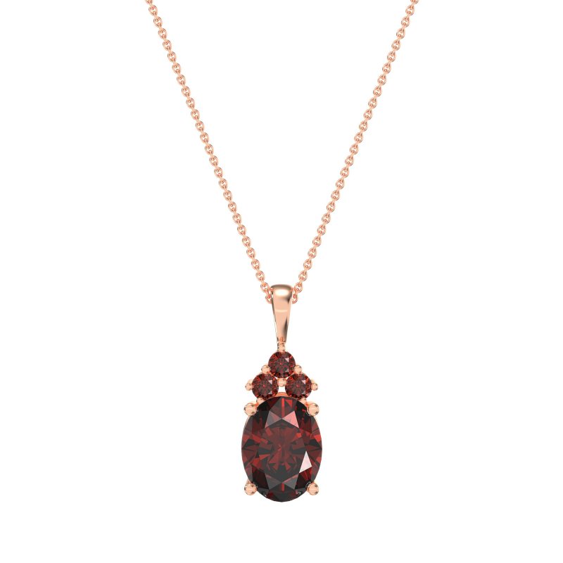 Three Stone Triangle and Oval Necklace