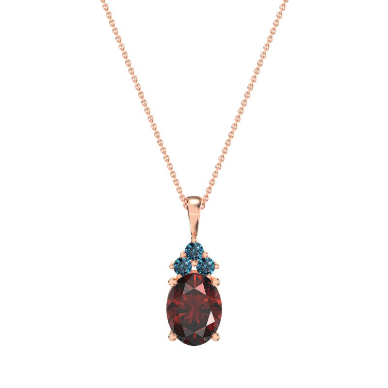 Three Stone Triangle and Oval Necklace