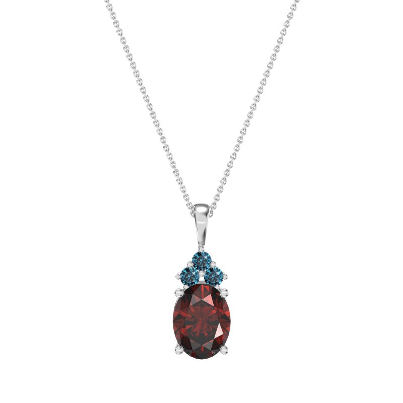 Three Stone Triangle and Oval Necklace
