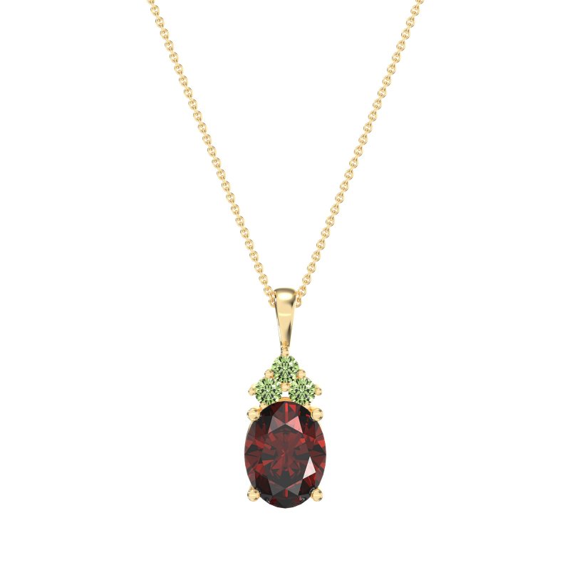 Three Stone Triangle and Oval Necklace