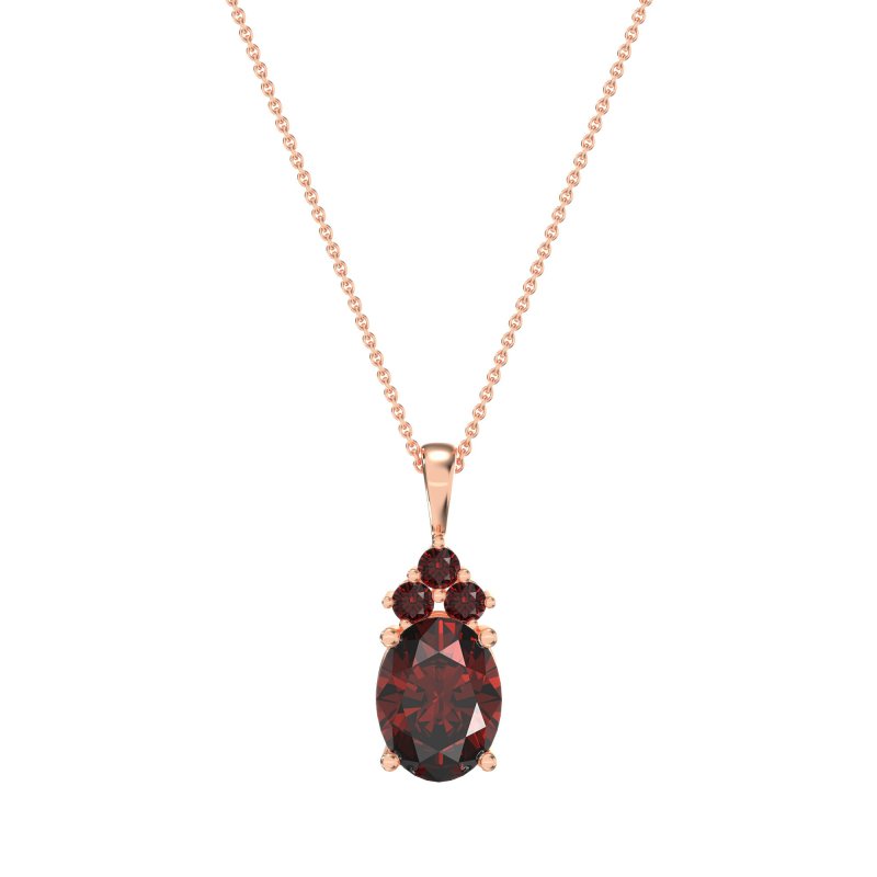 Three Stone Triangle and Oval Necklace