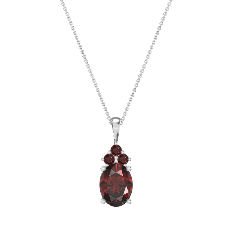 Three Stone Triangle and Oval Necklace