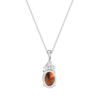 Three Stone Triangle and Oval Necklace