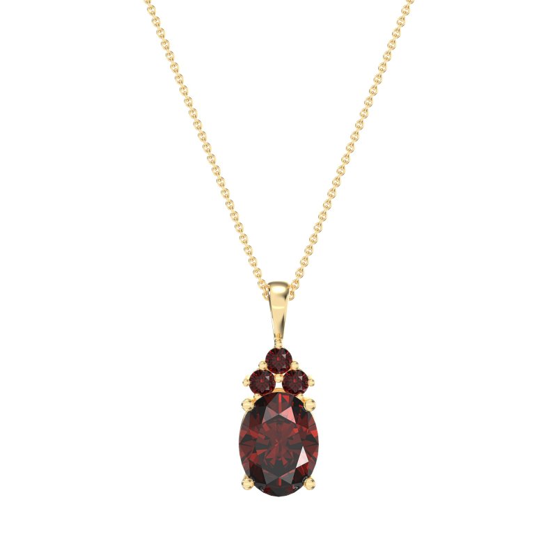 Three Stone Triangle and Oval Necklace
