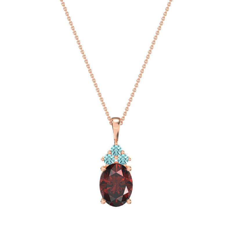 Three Stone Triangle and Oval Necklace