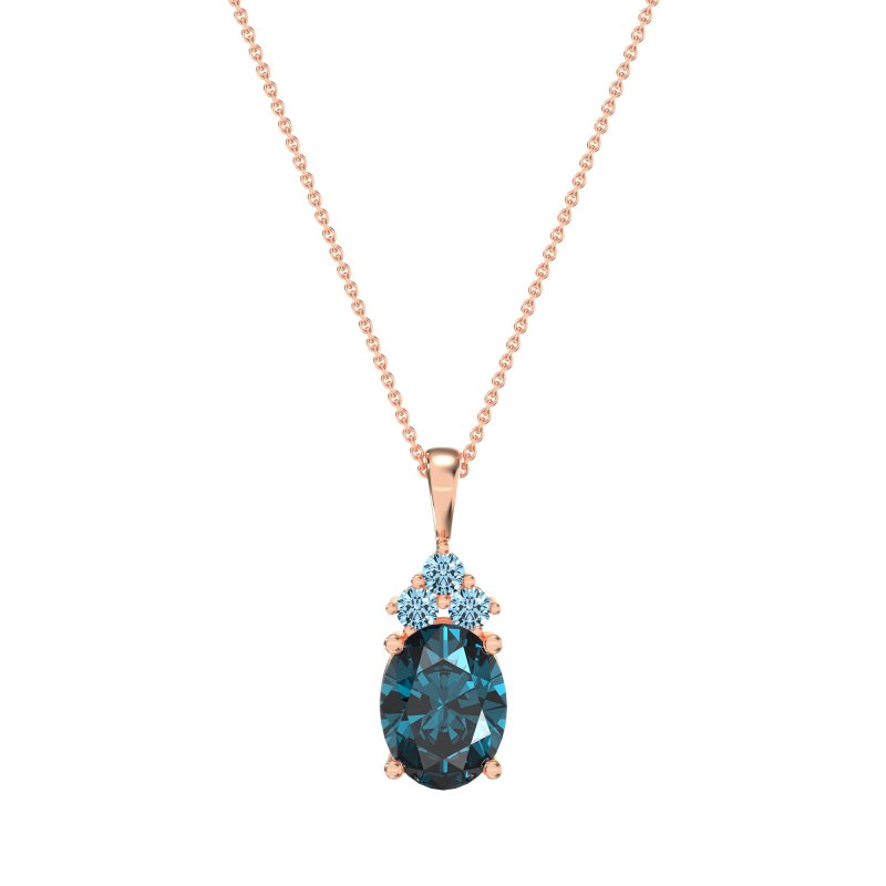 Three Stone Triangle and Oval Necklace