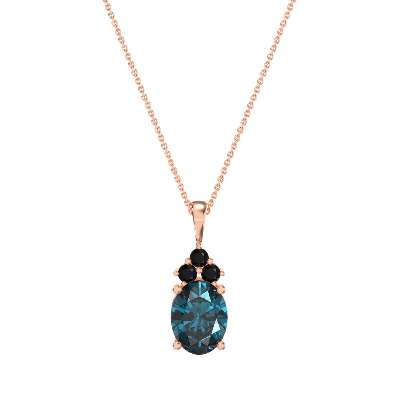 Three Stone Triangle and Oval Necklace