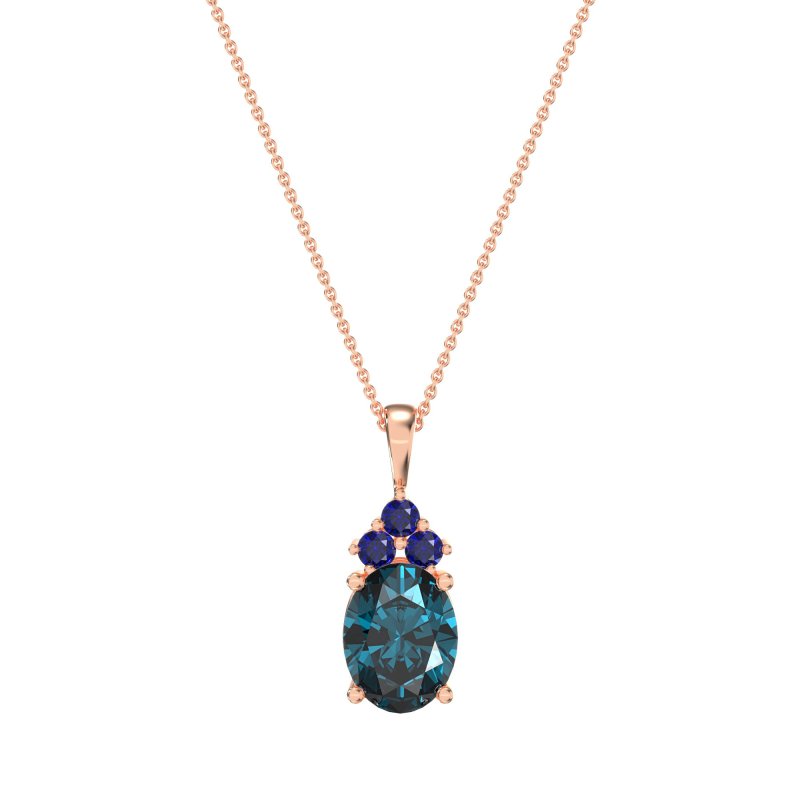 Three Stone Triangle and Oval Necklace