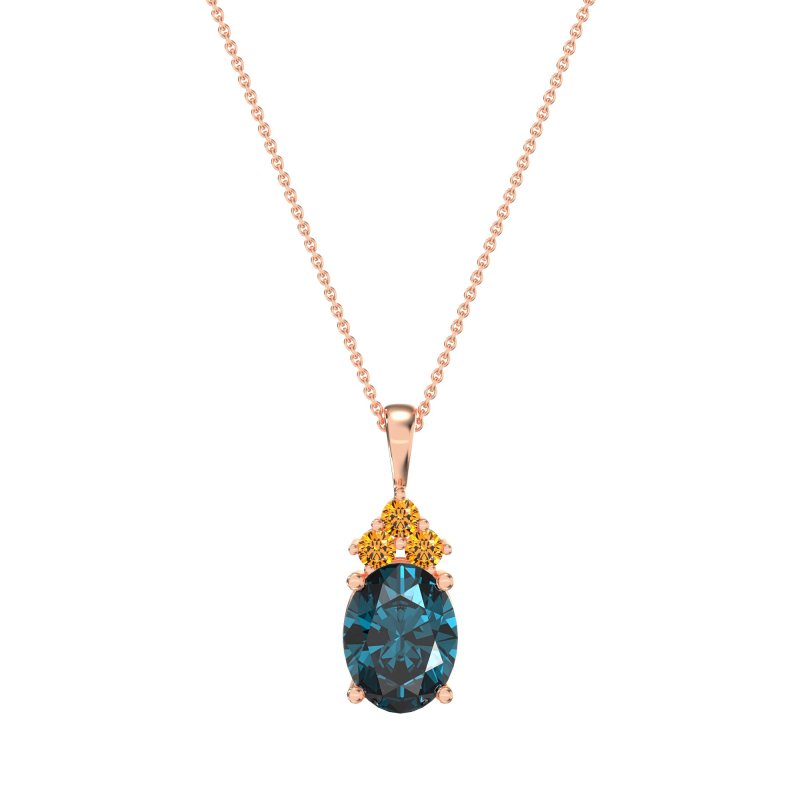 Three Stone Triangle and Oval Necklace