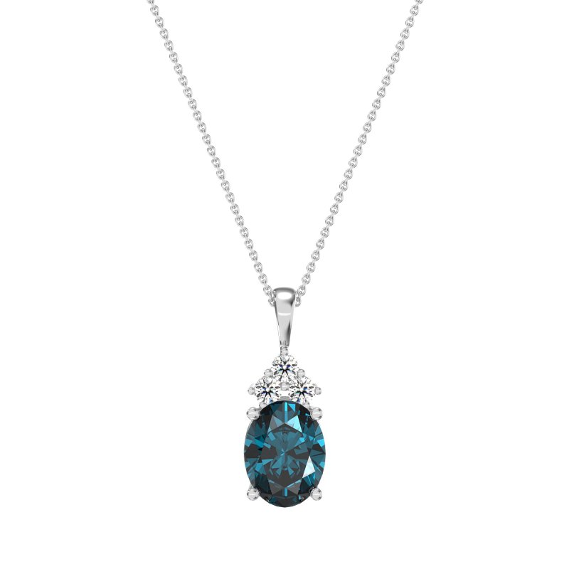 Three Stone Triangle and Oval Necklace