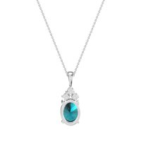 Three Stone Triangle and Oval Necklace