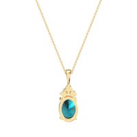Three Stone Triangle and Oval Necklace