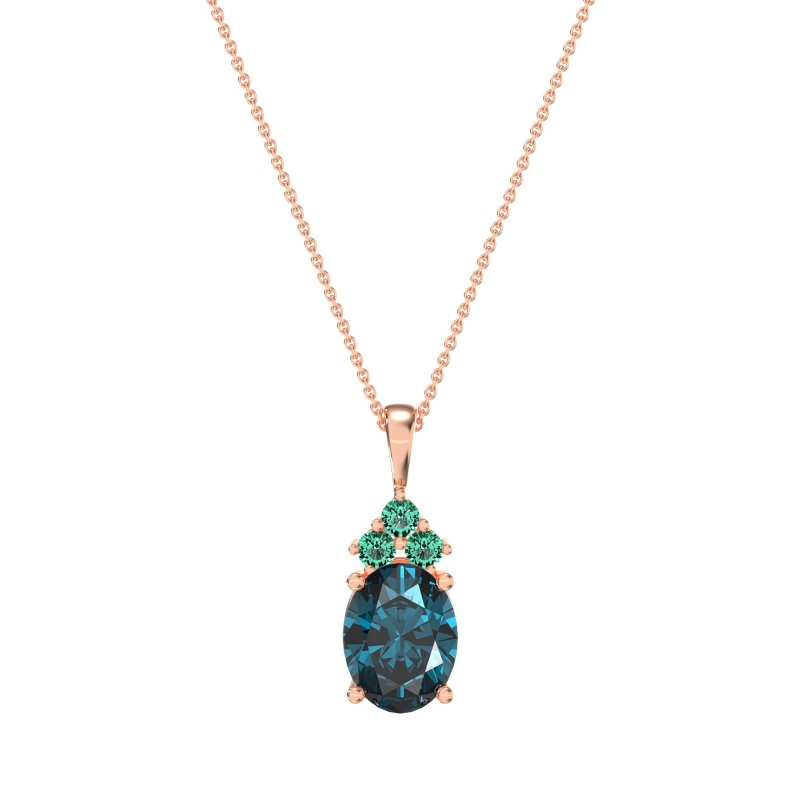 Three Stone Triangle and Oval Necklace