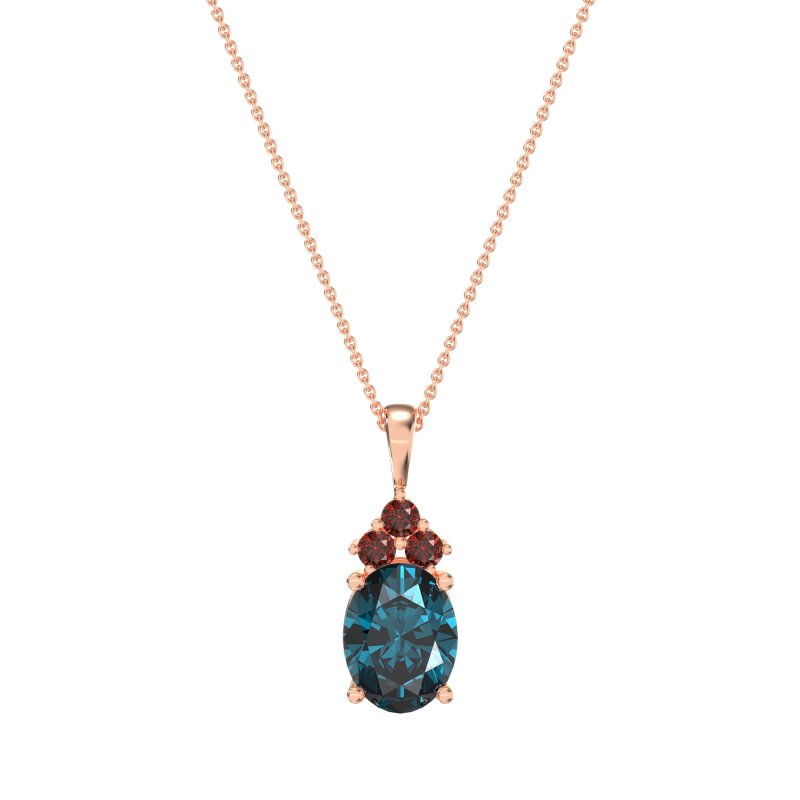 Three Stone Triangle and Oval Necklace