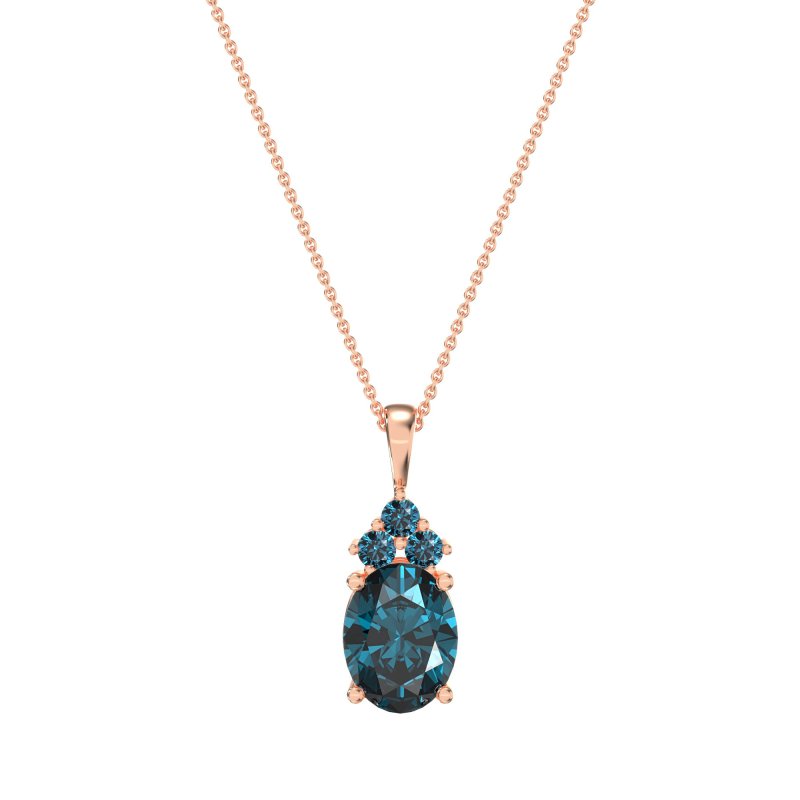 Three Stone Triangle and Oval Necklace