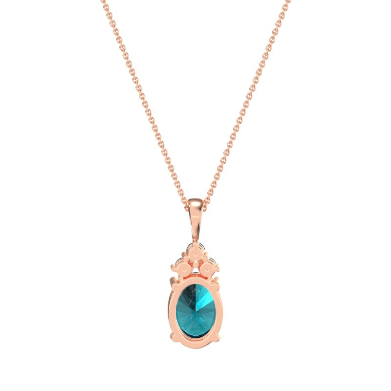 Three Stone Triangle and Oval Necklace
