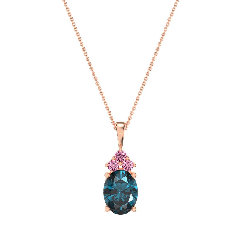 Three Stone Triangle and Oval Necklace