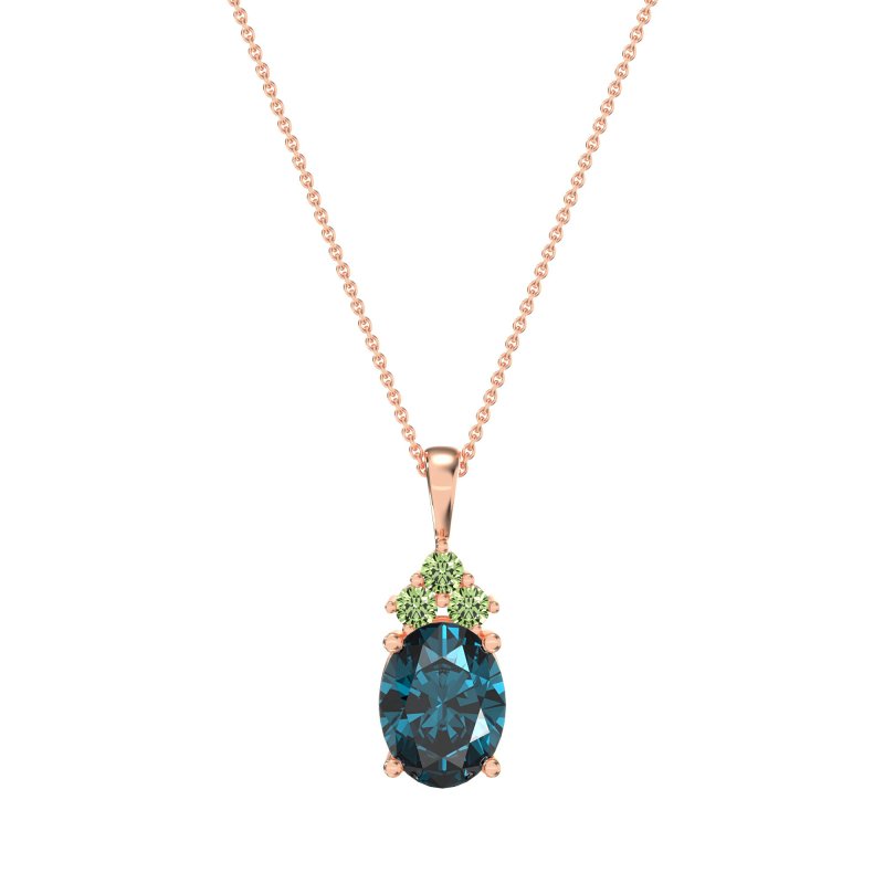 Three Stone Triangle and Oval Necklace