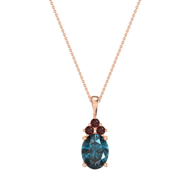 Three Stone Triangle and Oval Necklace