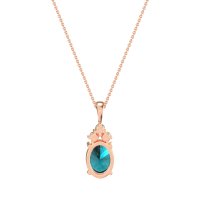 Three Stone Triangle and Oval Necklace