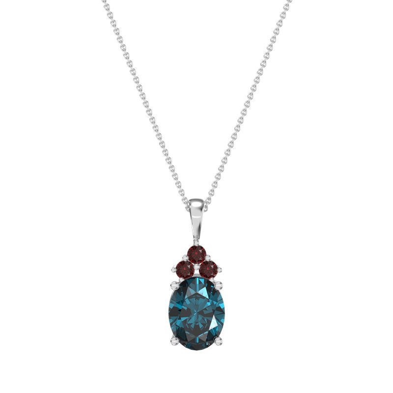 Three Stone Triangle and Oval Necklace
