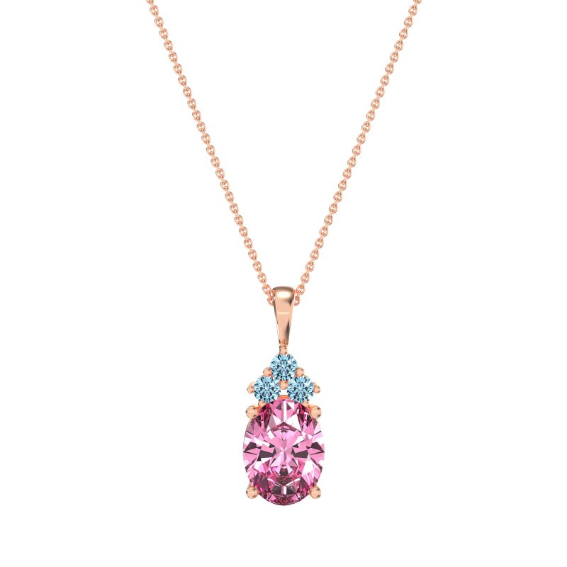 Three Stone Triangle and Oval Necklace