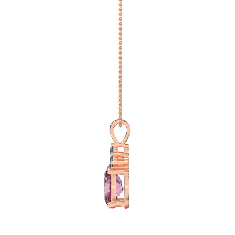 Three Stone Triangle and Oval Necklace