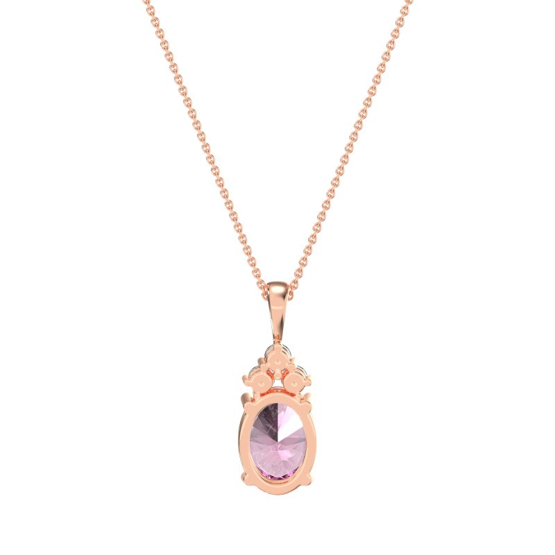 Three Stone Triangle and Oval Necklace