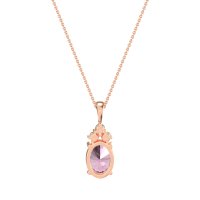 Three Stone Triangle and Oval Necklace