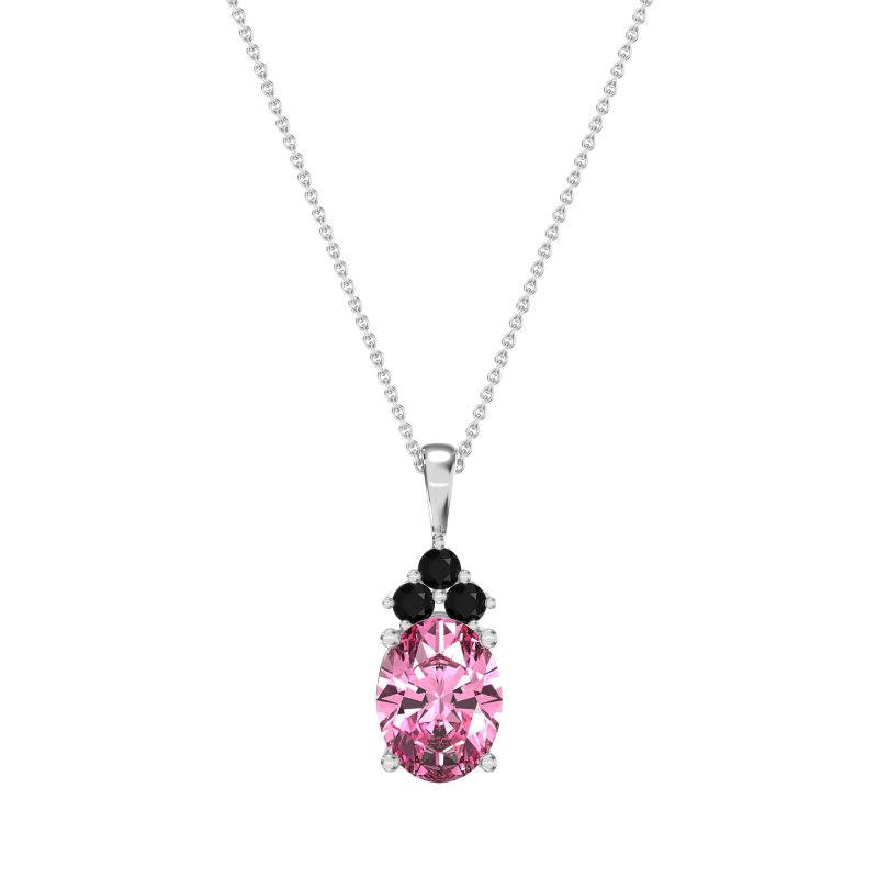 Three Stone Triangle and Oval Necklace