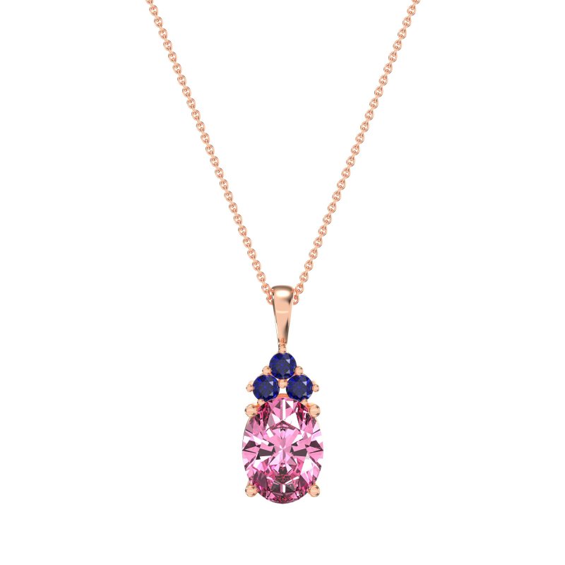 Three Stone Triangle and Oval Necklace