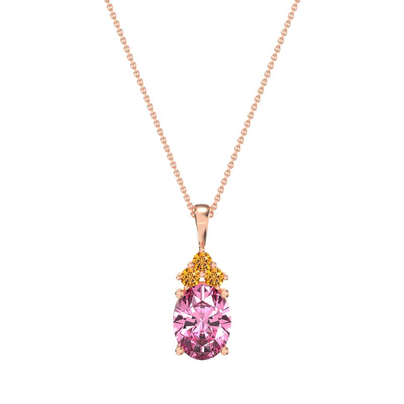 Three Stone Triangle and Oval Necklace