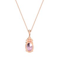 Three Stone Triangle and Oval Necklace