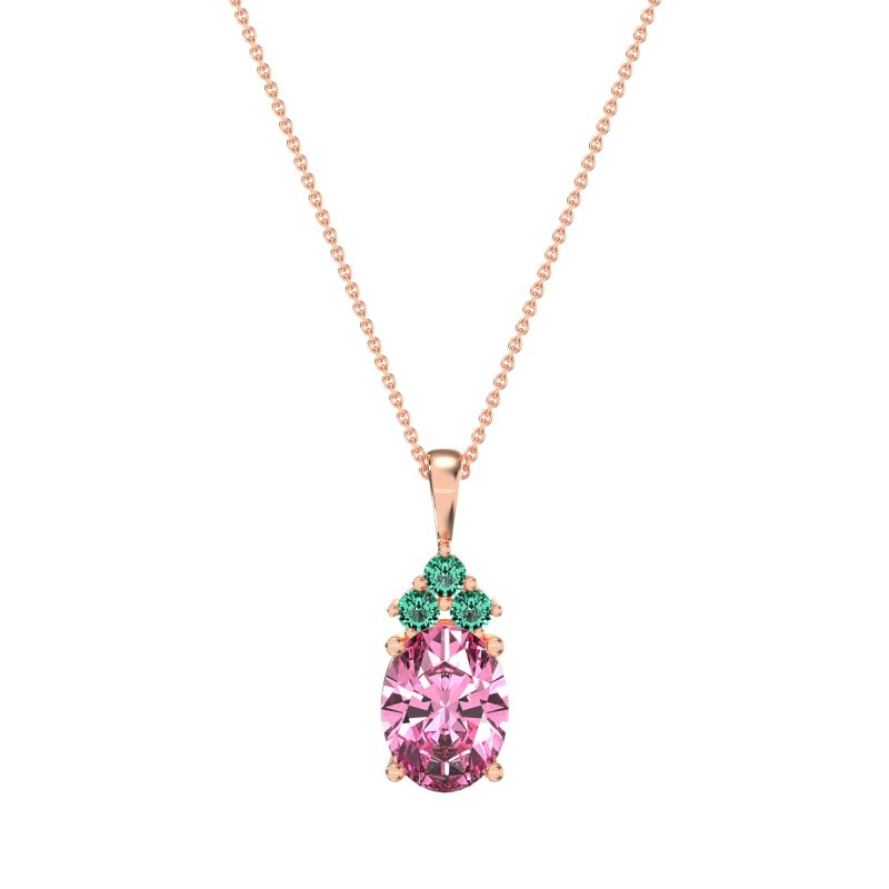 Three Stone Triangle and Oval Necklace