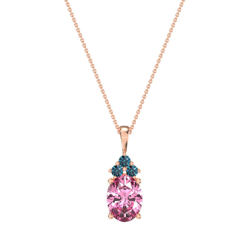 Three Stone Triangle and Oval Necklace