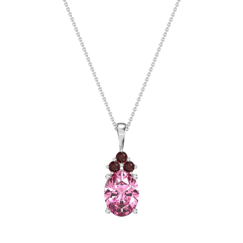 Three Stone Triangle and Oval Necklace
