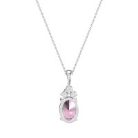 Three Stone Triangle and Oval Necklace