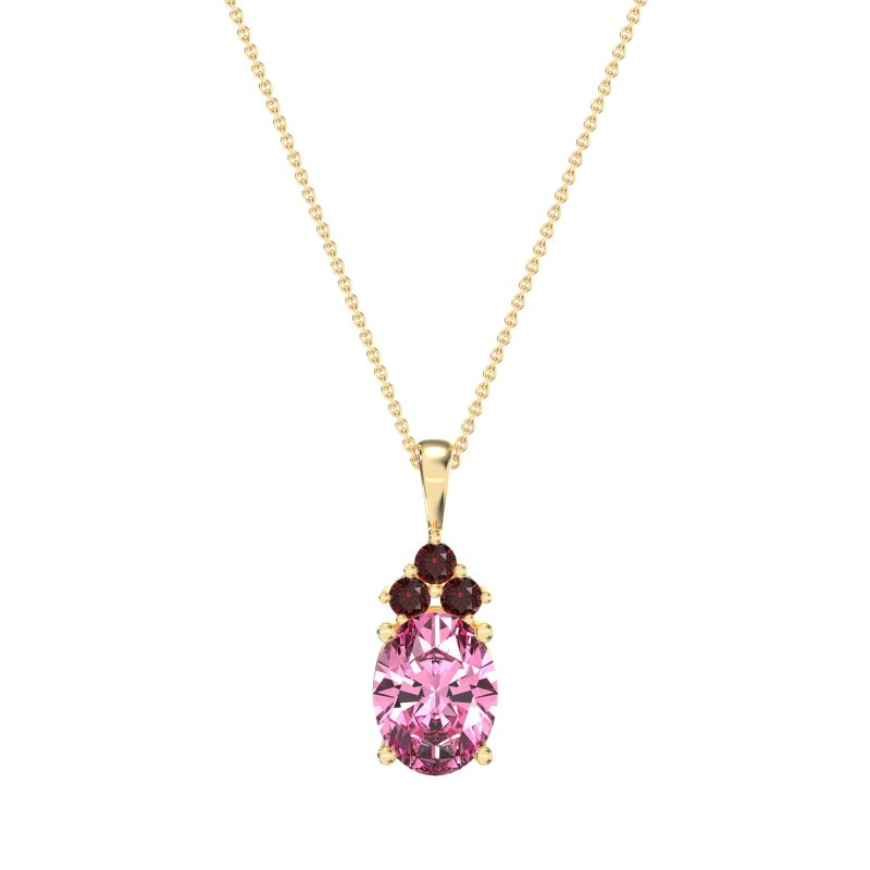 Three Stone Triangle and Oval Necklace