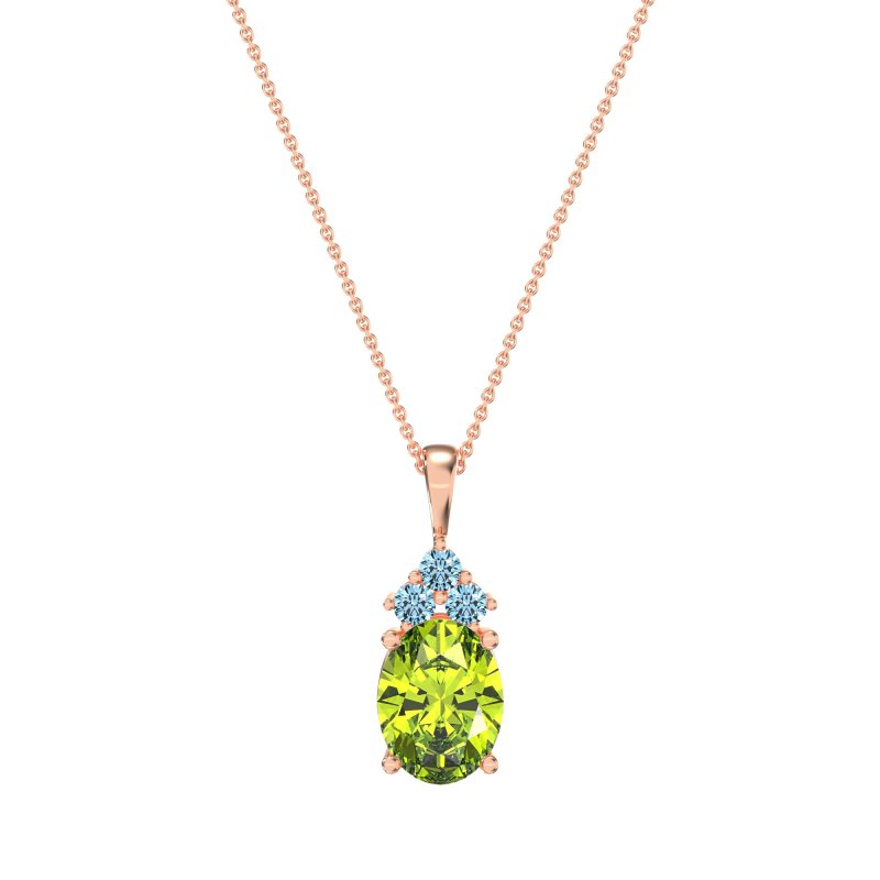 Three Stone Triangle and Oval Necklace