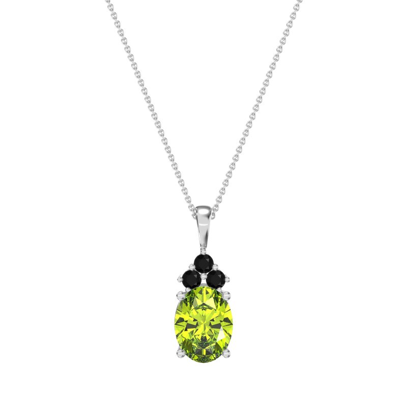 Three Stone Triangle and Oval Necklace