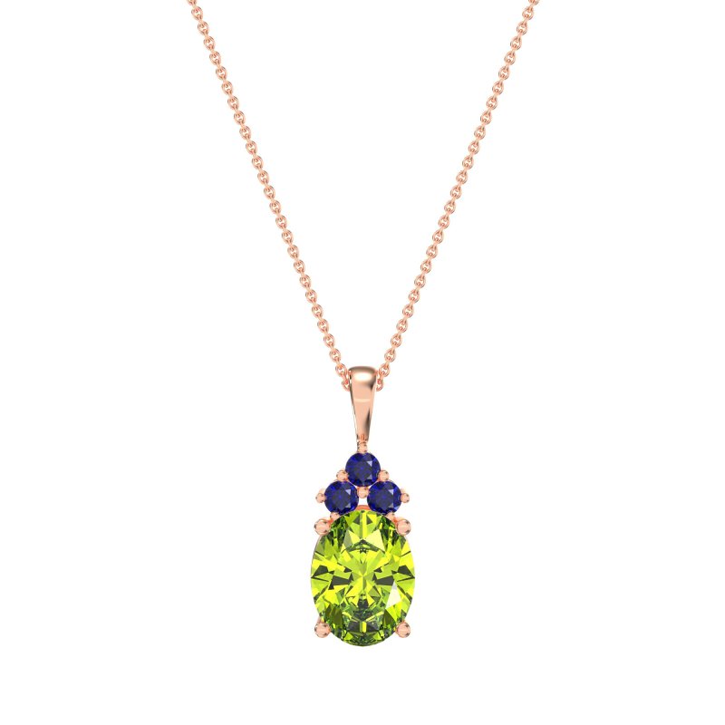 Three Stone Triangle and Oval Necklace
