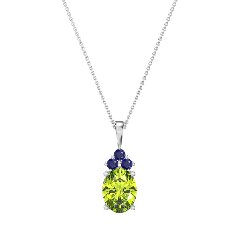 Three Stone Triangle and Oval Necklace