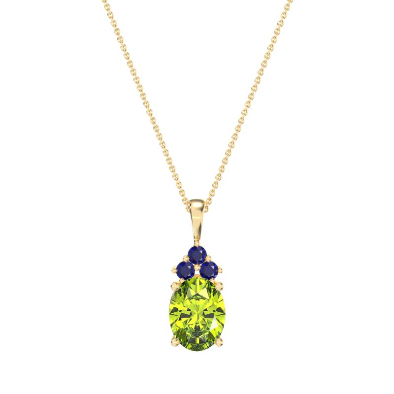 Three Stone Triangle and Oval Necklace